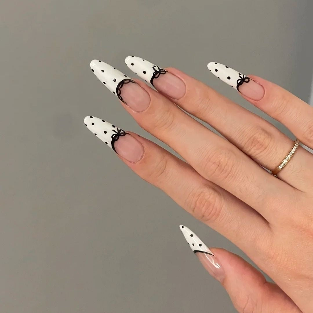 Pure Handmade Nail Art Pure Lust Polka Dot Lace Edge Reuse Wearable Nails