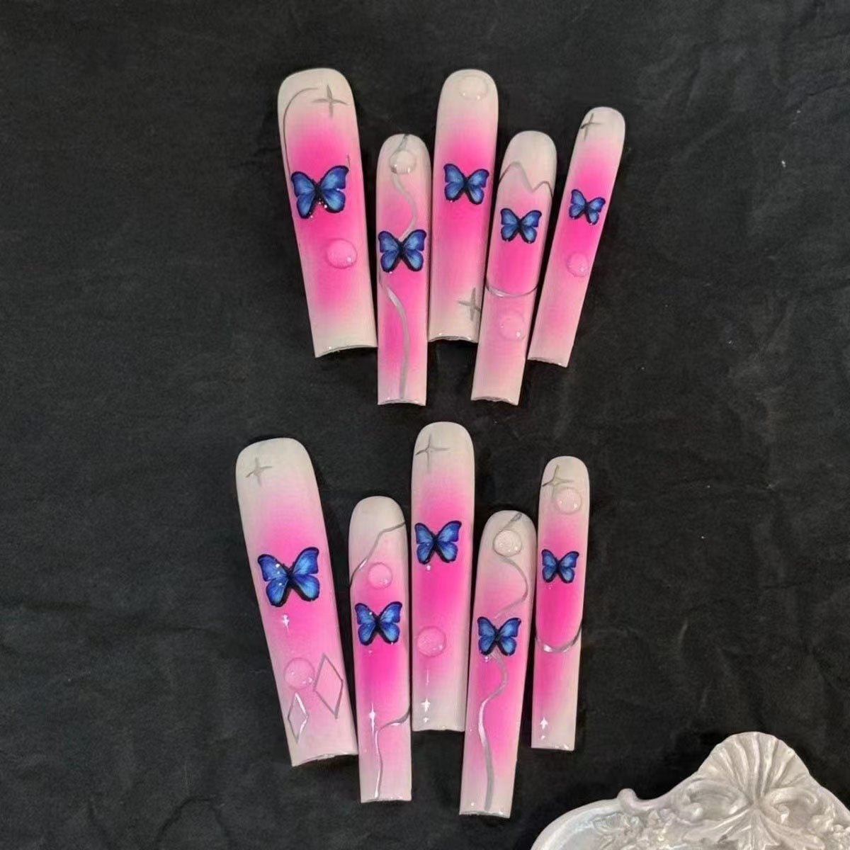 Sweet Cool Hottie Butterfly Nail Piece Long Nail Wear Finished Steel Pipe Nails