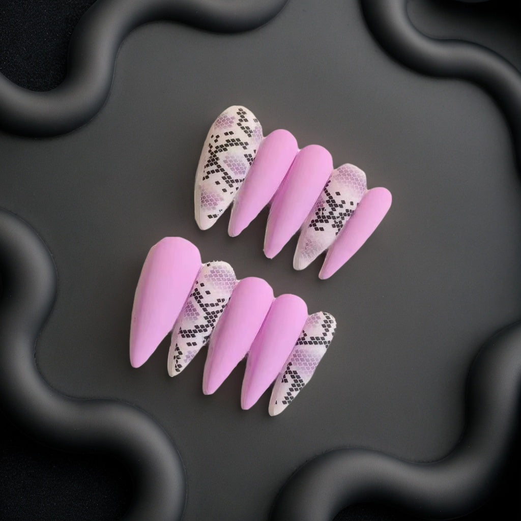 Pink Lucky Snake Wearable Removable Nail Art