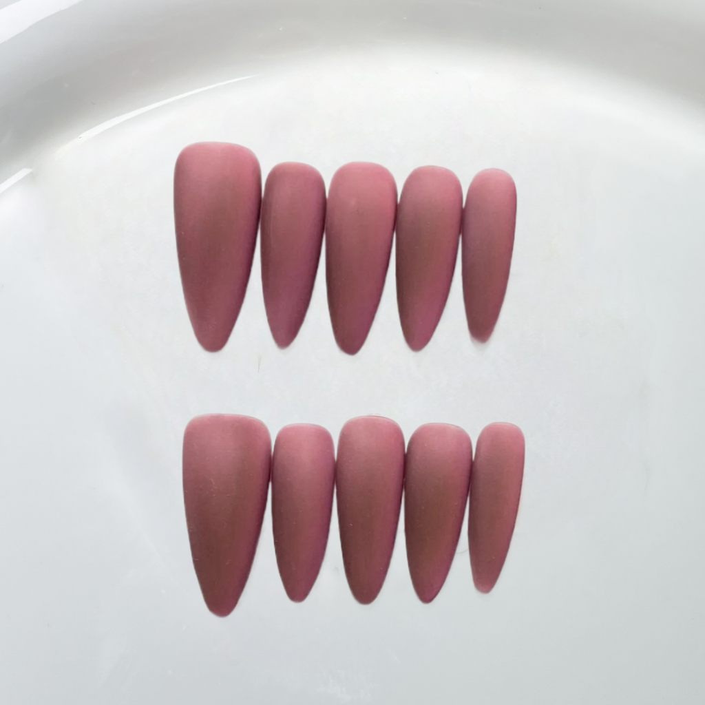 Elegant Matte Dusty Rose Stiletto Press-On Nails – Durable, Non-Toxic, and Ready-to-Wear!