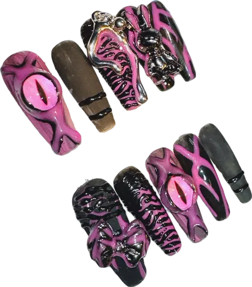 Eyes Alternative Exaggerated Dark Cracked Snake Personalized Wearable Nails Halloween Nail Art Removable