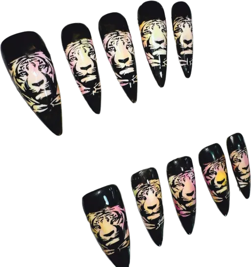 Night Glow Tiger Reflective Halo Personalized Wearable Nails