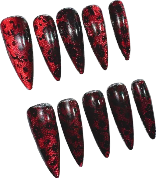 Red Dancer Cat's Eye Lace Variegated Light Wear Nails-Red Temptation