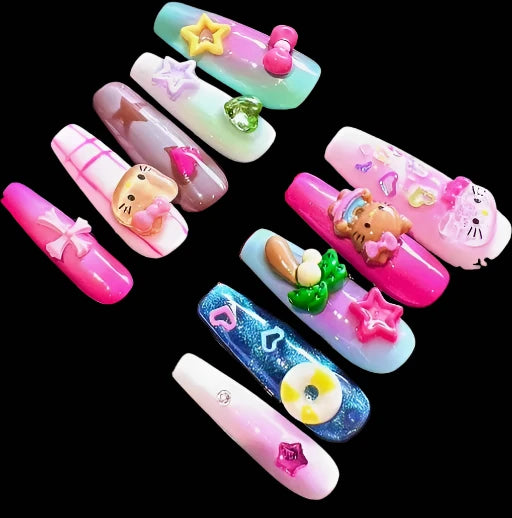 Whimsical 3D Cartoon Nail Art – Playful Designs for a Standout Look!