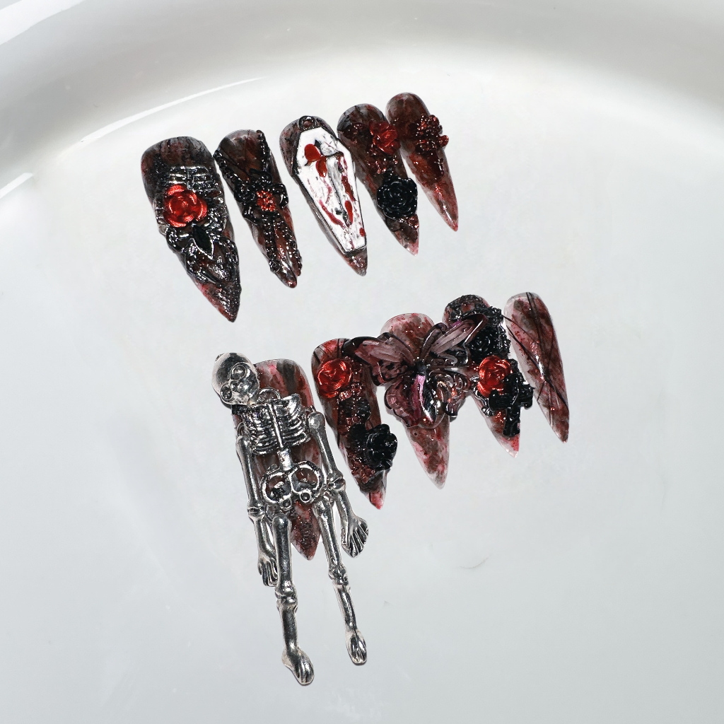 Dark will move skeleton wear nail punk ghost candle heavy blood funeral personality nail Halloween nail art removable