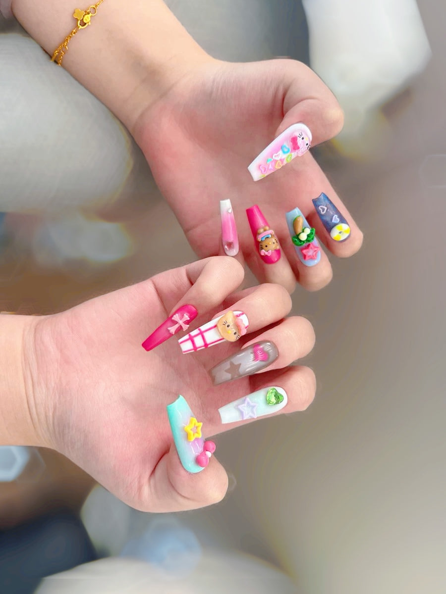 Whimsical 3D Cartoon Nail Art – Playful Designs for a Standout Look!